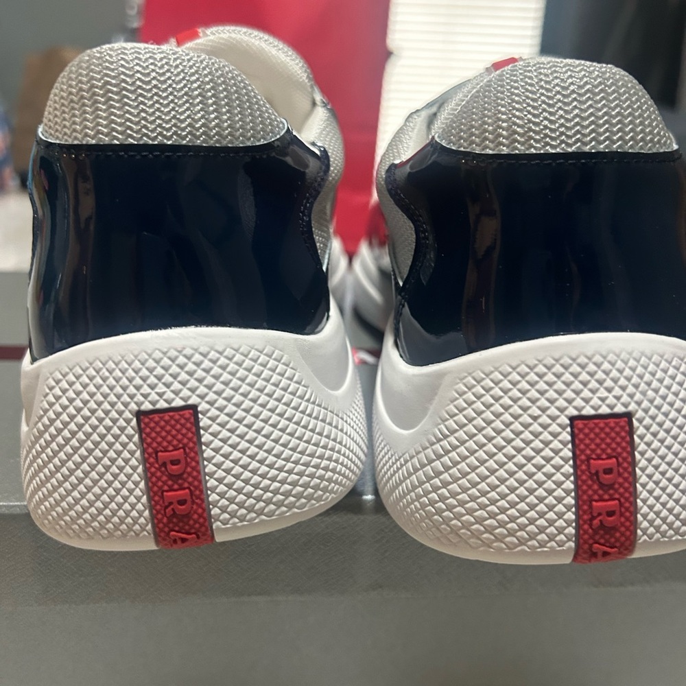 Prada Navy and White Low-Top Sneakers - Picture 5 of 8